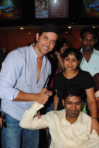 Hrithik at Guzarish special screening of Guzaarish for special kids and paraplegic patients including John Julius at PVR Cinemas in Juhu, Mumbai on Tuesday November 23rd evening