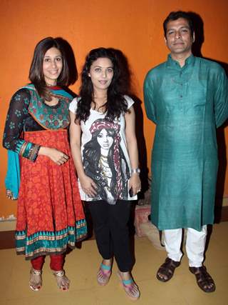 Sharbani, Chetan and Kishwar at Screening of movie ''332 Mumbai To India'' at star house