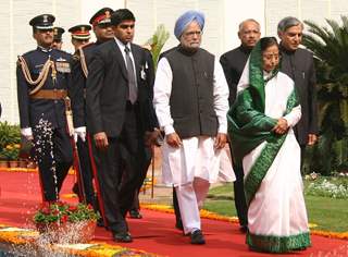 President Pratibha Patil and Prime Minister Manmohan Singh, at the beginning of the Budget session, in New Delhi