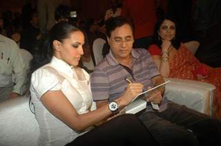 Neha Dhupia and Jagjit Singh at the music lauch of film Gandhi To Hitler at The Club