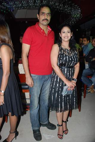 Indrani Haldar with Vishwajeet Pradhan in 'Maryaada Lekin Kab Tak' tvshow completion party