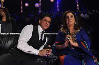 Shah Rukh Khan and Farah Khan at the finale of Just Dance at Filmcity, Mumbai