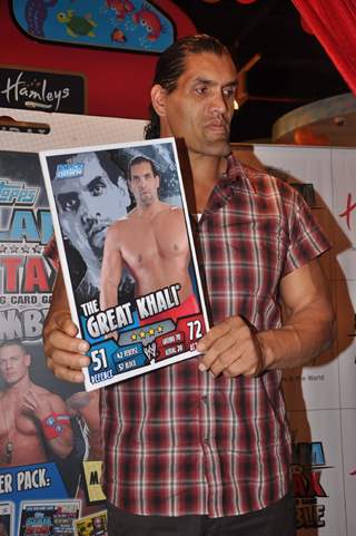 WWE Superstar Khali poses during the launch of game &quot;The Great Khali&quot; at Hamleys