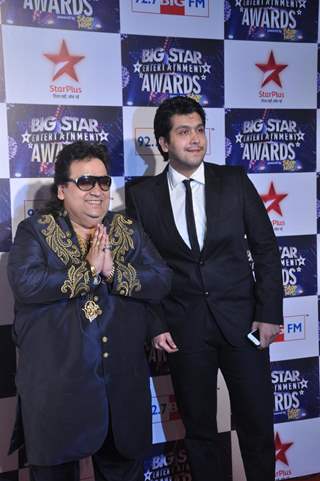 Bappi Lahiri with son Bappa at Big Star Entertainment Awards at Bhavans Ground in Andheri, Mumbai