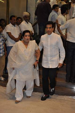 Jeetendra with Shobha Kapoor at chautha of Mona Kapoor