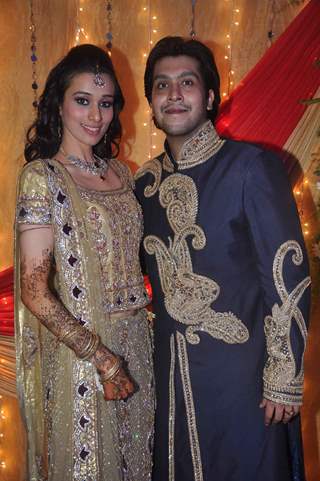 Taneesha Verma with Bappa Lahiri at their sangeet ceremony held last night