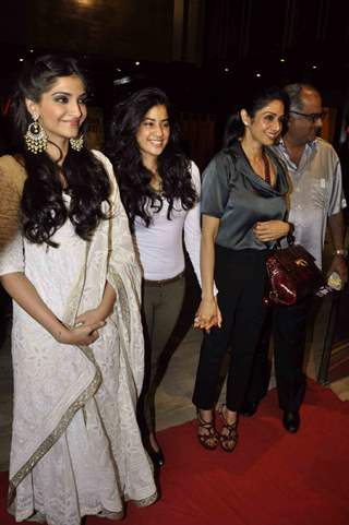 Sridevi with Sonam Kapoor and Boney Kapoor at 'Shirin Farhad Ki Toh Nikal Padi' special screening