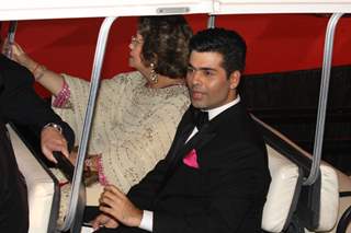 Karan Johar and Hiroo Johar at Amitabh Bachchan's 70th Birthday Party at Reliance Media Works