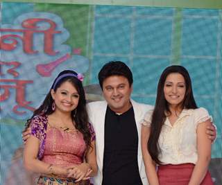 Ali Asgar with Giaa Manek and Navina Bole in SAB TV's new show launch Jeannie Aur Juju