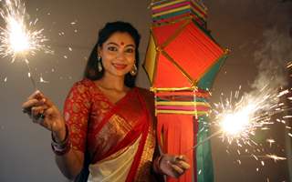 Anangsha Biswas special photo shoot of Diwali celebrations with fire crackers in Mumbai