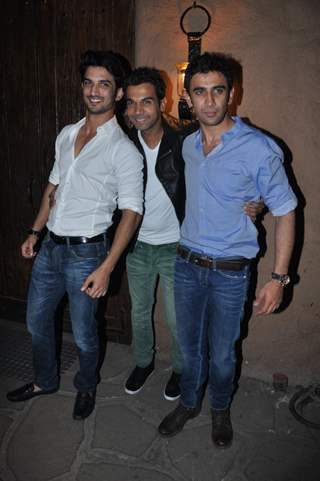 Sushant Singh Rajput, Raj Kumar Yadav and Amit Sadh at Success bash of 'Kai Po Che!'