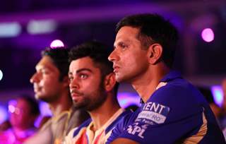 Kumar Sangakkara, Virat Kohli and Rahul Dravid at IPL 6 opening ceremony in Kolkata