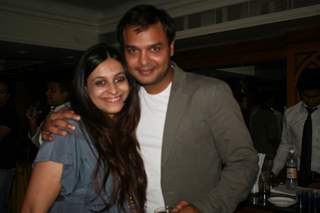 Siddharth Kumar Tewary with wife Gayatri at Amita Ka Amit hundred episodes party