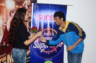 Sonakshi Sinha with India's Dancing Superstar contestant Loyola Dream team