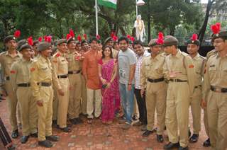 Anas Rashid, Deepika Singh and Rohit Raj Goyal with the NCC Cadets