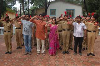 Anas Rashid, Deepika Singh and Rohit Raj Goyal with the NCC Cadets