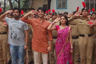 Anas Rashid, Deepika Singh and Rohit Raj Goyal with the NCC Cadets