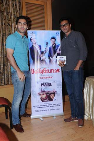 Saugadh Upadhay and Subhradeep Das of the 'Bally Grunge' band at the music release