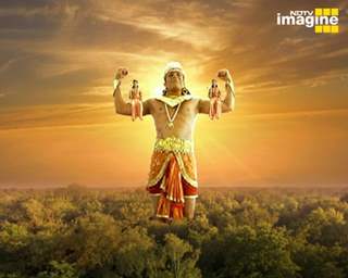 Hanuman with Ram and Lakshman