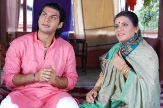 Bhusan with his mother