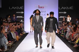 Ujjwal Dubey shows his work on the ramp of LFW