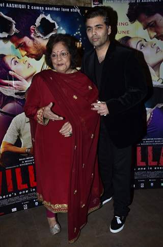 Karan Johar with Hiroo Johar at the Screening of Ek Villiian