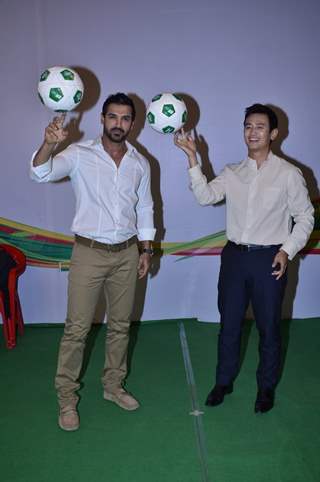 John Abraham and Baichung Bhutia at Castrol Photo Shoot