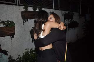 Surveen Chawla hugging Keerti Kelkar at the Screening of Hate Story 2