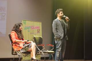 Vir Das addressing the audience at the Promotions of Amit Sahni Ki List