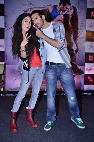 Saahil Prem and Amrit Maghera give a funky pose at the Promotion of Mad About Dance