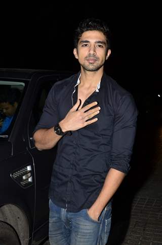 Saqib Saleem poses for the media at the Special Screening of Katiyabaaz