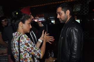 Gul Panag was snapped talking with Abhay Deol at the Premier of 'Step Up All In'