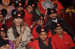 Sonam Kapoor and Fawad Khan pose with young fans at the Special Screening of Khoobsurat