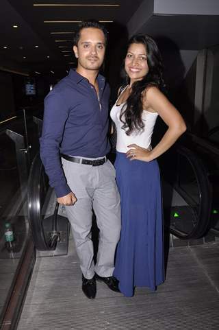 Raghav Sachar poses with his wife at the Premier of Desi Kattey