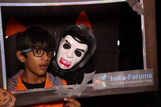 Bhavesh Balchandani poses with a Vampire character at India Forums Halloween Bash