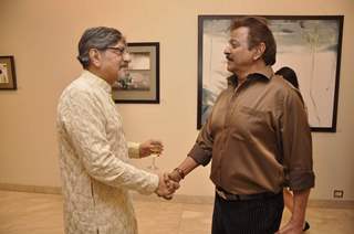 Amol Palekar snapped greeting a friend at his Art Exhibition