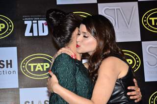 Mannara Chopra gives Priyanka Chopra a hug at the Music Launch of Zid