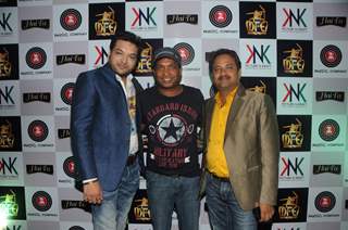 Ankit Saraswat poses with Sunil Pal and a friend at the Launch of his Debut Album