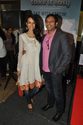 Dipannita Sharma poses with Joy Sengupta at Take It Easy Movie Launch