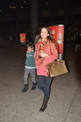 Gayatri Joshi was snapped with her son at Airport