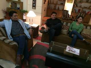 Aditya Srivastava, Dayanand shetty, Ansha Sayed and Shivaji Satam during the shoot of CID+ Adaalat