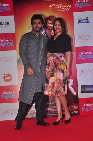 Arjun Kapoor and Sonakshi Sinha pose for the media at the Promotions of Tevar
