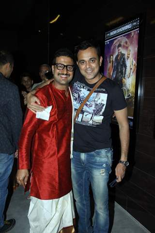 Sumeet Raghavan poses with Jitendra Joshi at the Premier of Marathi Movie Baji
