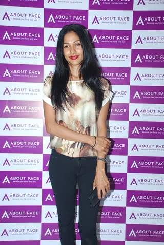 Nethra Raghuraman poses for the media at About Face Salon Launch