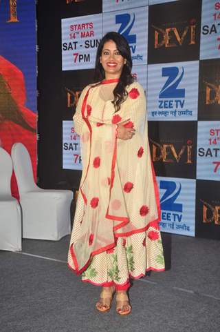 Kamalika Guha poses for the media at the Launch of Maharakshak Devi