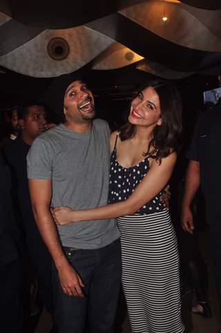 Neil Bhoopalam and Anushka Sharma pose at the Screening of NH10