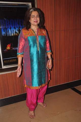 Reema Lagoo poses for the media at the Premier of Coffee Aani Barach Kahi