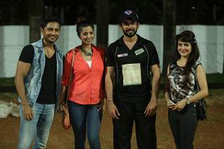 Celebs pose for the media at Gold Charity Match