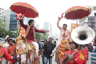 Satyajeet Dubey and Rajpal Yadav at Promotions of Baankey Ki Crazy Baraat