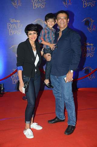 Mandira Bedi and Raj Kaushal with their Son at Screening of Beauty and The Beast